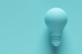 Blue light bulb on blue background. 3D rendering. Creative thinking, idea, innovation and inspiration concept Royalty Free Stock Photo