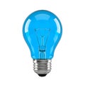 Blue light bulb isolated on clean and solid white background Royalty Free Stock Photo