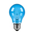 Blue light bulb isolated on clean and solid white background Royalty Free Stock Photo