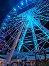 Blue light in giant ferris wheel beautiful night scenery Royalty Free Stock Photo