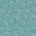 Concentric circles with dotted outline in two colors. Seamless geometric pattern on gray-blue background. Vector image Royalty Free Stock Photo