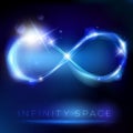 Blue light infinity symbol with lights effects