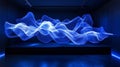 Blue Light Installation Art: Abstract Wave Form Royalty Free Stock Photo