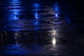 Dark blue shiny abstract background - reflection in the river.