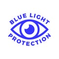 Blue light protected eye symbol, blue light causes health problems and should not be used before bedtime