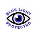 Blue light protected eye symbol, blue light causes health problems and should not be used before bedtime
