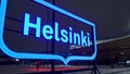 The blue light signboard Helsinki, Finland