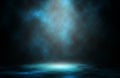 Blue light smoke spotlight background. Royalty Free Stock Photo