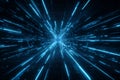 Blue Light Speed Burst in Futuristic Space Tunnel Royalty Free Stock Photo