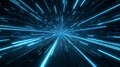 Blue Light Speed Burst in Futuristic Space Tunnel Royalty Free Stock Photo