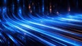 Blue light streak, fiber optic, speed line, futuristic background , Generative AI Royalty Free Stock Photo