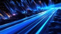 Blue light streak, fiber optic, speed line, futuristic background , Generative AI Royalty Free Stock Photo