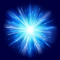 Blue light sunburst background.