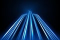 Blue Light Trails, Long Time Exposure Motion Blur Effect, Vector Illustration Royalty Free Stock Photo