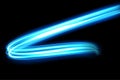 Blue Light Trails, Long Time Exposure Motion Blur Effect, Vector Illustration Royalty Free Stock Photo