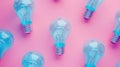 The Blue Lightbulbs on Pink.AI generated image Royalty Free Stock Photo