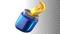Blue lighter with flame, fire source for camping and utility themes png transparent image Generative AI Royalty Free Stock Photo