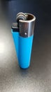 Blue lighter from side view Royalty Free Stock Photo