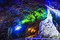 Blue lighting inside Khewra salt mine Royalty Free Stock Photo