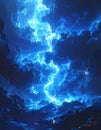 Generated image Blue lightning, abstract electrical background Royalty Free Stock Photo