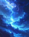 Generated image Blue lightning, abstract electrical background Royalty Free Stock Photo