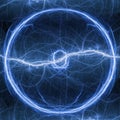 Blue lightning ball, abstract electrical plasma Royalty Free Stock Photo