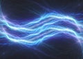 Blue lightning bolt, abstract electrical plasma