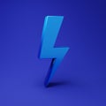 Blue Lightning bolt icon isolated on blue background. Flash icon. Charge flash icon. Thunder bolt. Lighting strike Royalty Free Stock Photo
