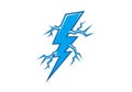 Blue lightning bolt illustration with jagged edges on a white background. The design features Royalty Free Stock Photo