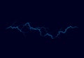 Blue lightning flash bolt. Bright light effects. Thunderbolt on dark background. Vector Royalty Free Stock Photo