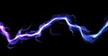 Blue lightning, power energy charge, black abstract background. Blitz effect. Night storm flash, thunderstorm. Thunder shock