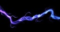 Blue lightning, power energy charge, black abstract background. Blitz effect. Night storm flash, thunderstorm. Thunder shock