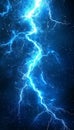 Blue Lightning Storm in Night Sky, Powerful Electrical Discharge on Dramatic Black Background Royalty Free Stock Photo