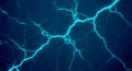 Blue Lightning Strikes on Dark Backdrop with Energy Arcs and Branches for Electric Power and Digital Technology Presentation Royalty Free Stock Photo