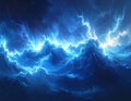 Blue lightning waveform abstract background digital illustration Royalty Free Stock Photo