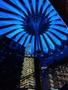 Blue lights of Sony center in Berlin