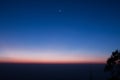 Blue ligth sunrise in the top of mountain Royalty Free Stock Photo