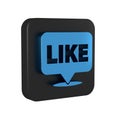 Blue Like in speech bubble icon isolated on transparent background. Counter Notification Icon. Follower Insta. Black