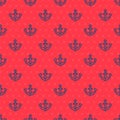 Blue line Anchor icon isolated seamless pattern on red background. Vector