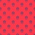 Blue line Anger icon isolated seamless pattern on red background. Anger, rage, screaming concept. Vector