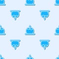 Blue line Aroma candle icon isolated seamless pattern on grey background. Vector Royalty Free Stock Photo