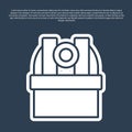Blue line Astronomical observatory icon isolated on blue background. Observatory with a telescope. Scientific Royalty Free Stock Photo