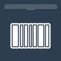 Blue line Barcode icon isolated on blue background. Vector Illustration