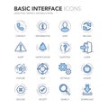 Blue Line Basic Interface Icons Royalty Free Stock Photo