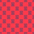 Blue line Beans in can icon isolated seamless pattern on red background. Vector
