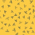 Blue line Bicycle handlebar icon isolated seamless pattern on yellow background. Vector Royalty Free Stock Photo