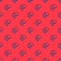 Blue line Bicycle helmet icon isolated seamless pattern on red background. Extreme sport. Sport equipment. Vector Royalty Free Stock Photo