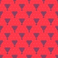 Blue line Billiard balls in a rack triangle icon isolated seamless pattern on red background. Vector Illustration