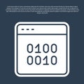 Blue line Binary code icon isolated on blue background. Vector