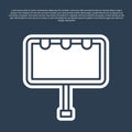 Blue line Blank big billboard with lights icon isolated on blue background. Vector Royalty Free Stock Photo
